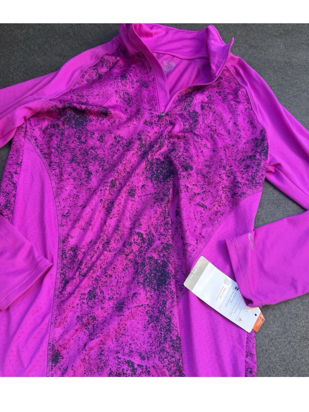 champion sweatshirt medium M Purple Half-Zip Athletic Pullover Black Speckled A5